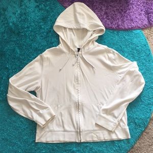 Classic solid white zipper jacket